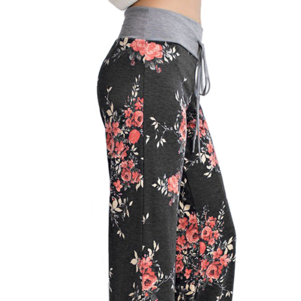 Charcoal Flowered Pajama Lounge Pants